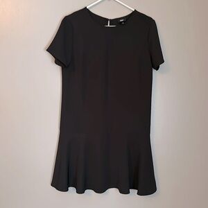 Black Short Sleeve Drop Waist Dress